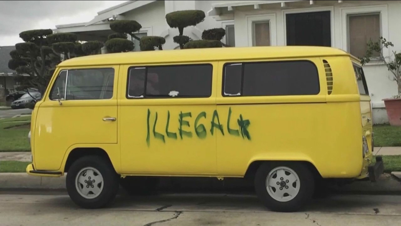 Vandals spray paint "illegal" on California man's van ABC7 Chicago